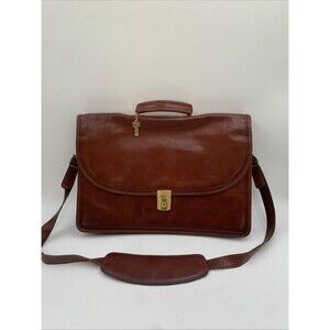 Jack Georges Laptop Bag Lawyer Briefcase Brown Leather 2 Compartment Expandable